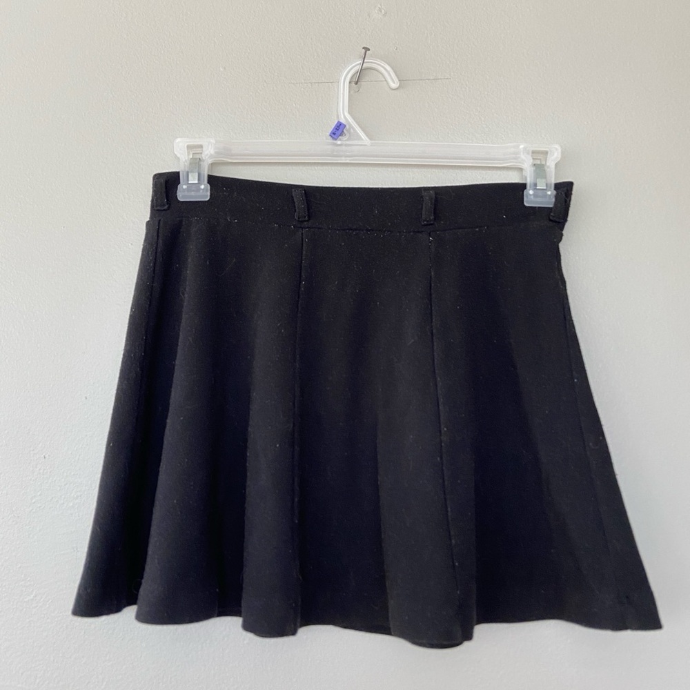 Forever 21 Womens M Black Pleated Ruffle Short Skater Tennis Skirt Elastic Waist